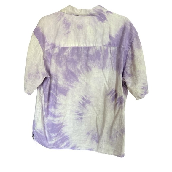 H&M relaxed fit Linen-blend Resort Shirt purple/tie dye size Medium - Picture 3 of 4